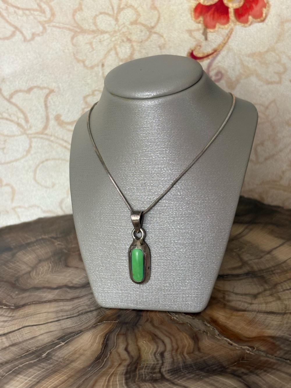 Sterling Silver Pendant with Green Turquoise
